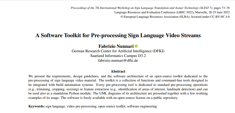 A Software Toolkit for Pre-processing Sign Language Video Streams